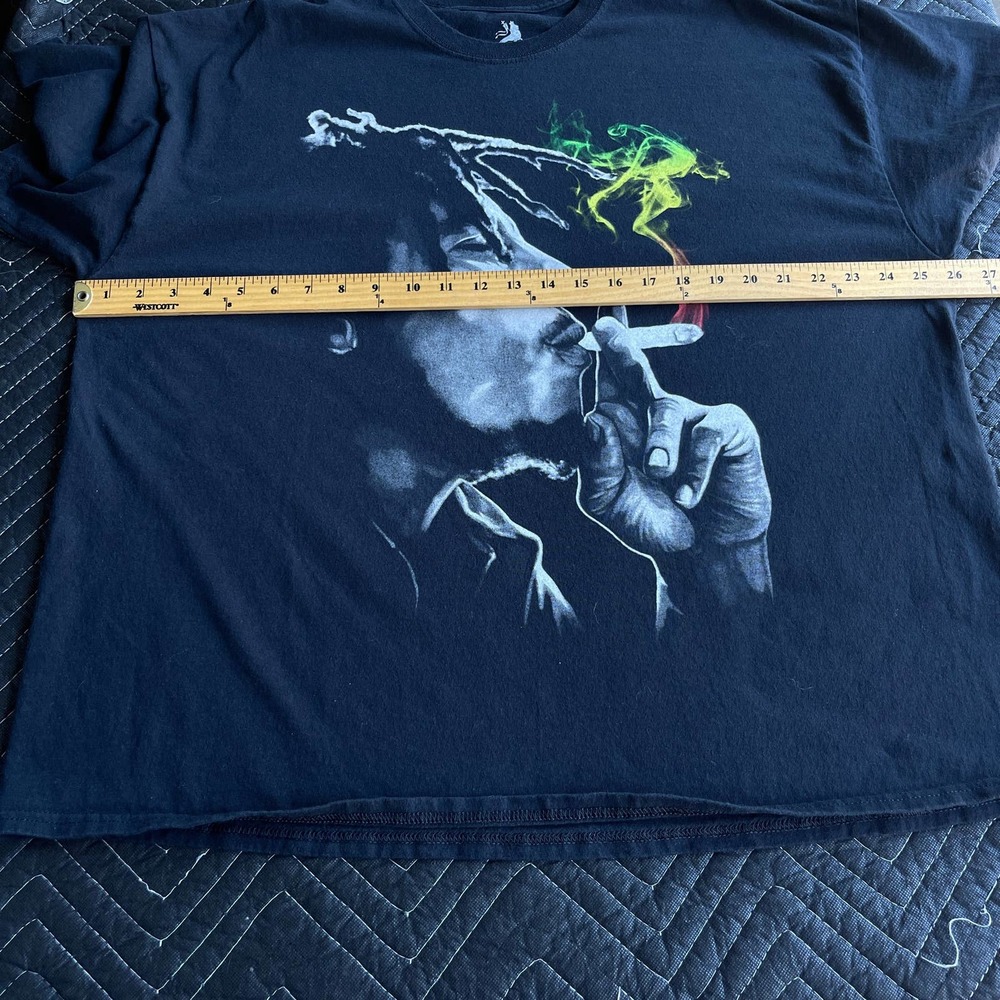 Zion Bob Marley Shirt Adult 2X XXL Black Rasta Smoking Short Sleeve - Picture 6 of 8